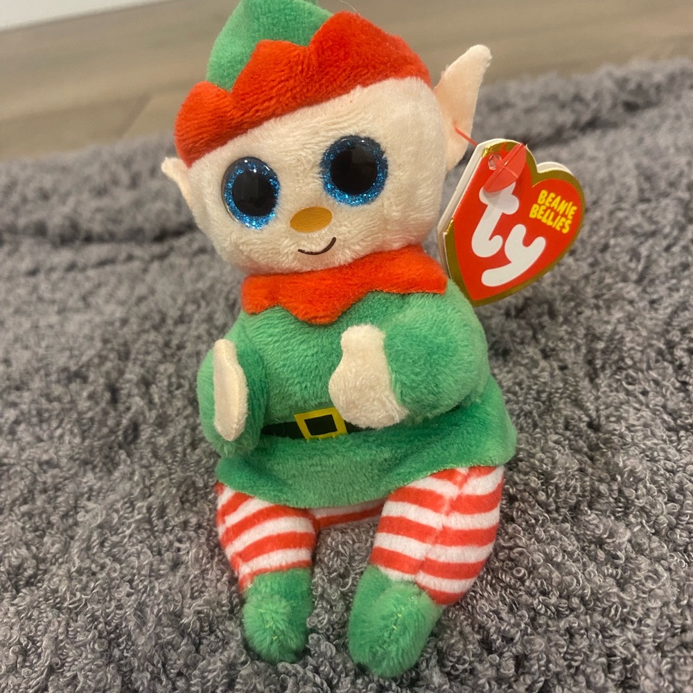 TY Beanie Bellies Elf Toy Clip- Green and Red-Elfonzo
